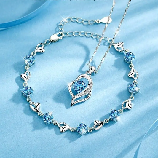 🎁🌊Darčeková sada Srdce oceánu (náhrdelník + náramok so srdcom)