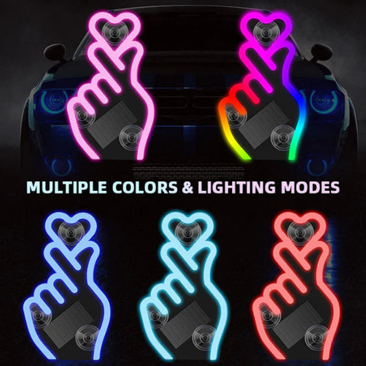 Solárna LED lampa do auta v tvare srdca na prst