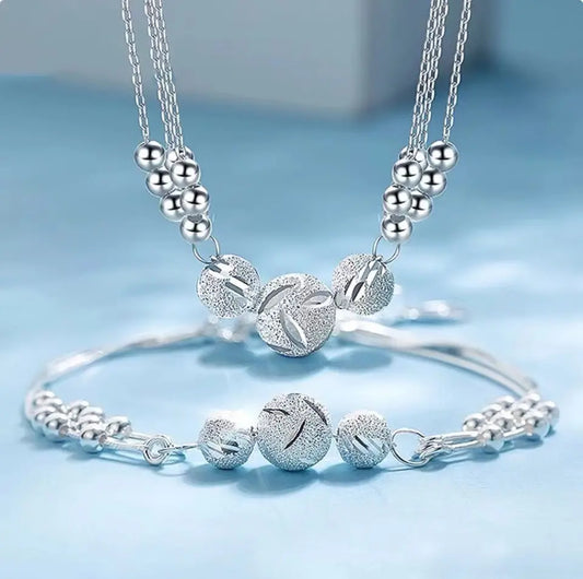 🎁🔥[Náhrdelník + náramok]✨Sada šperkov s gravírovaným strieborným náhrdelníkom