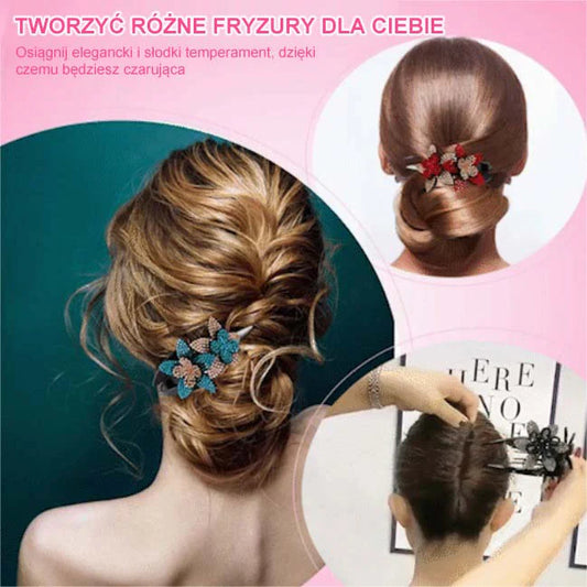 (🔥Kúp 1 a získajte 1 zadarmo🔥)Sponka do vlasov s dvojitým kvetom a kamienkami
