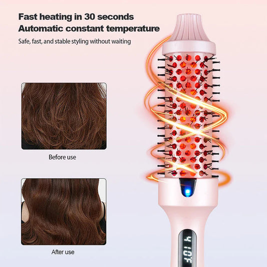 2-in-1 Hair Straightener & Curler – Ionic Anti-Scald Styling Brush with Fast Heating & Adjustable Temperature (Perfect for All Hair Types)