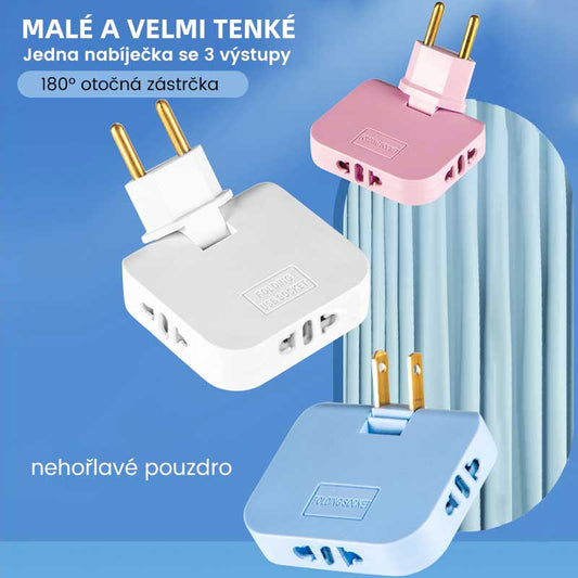 Otočný adaptér zásuvky – predlžovacia zástrčka s otočným uhlom 180 stupňov