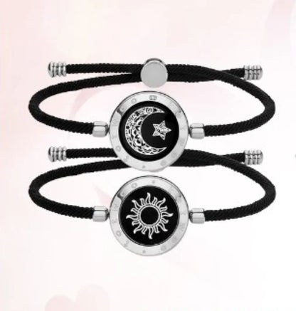 💍Romantický žiariaci náramok pre páry so slnkom a mesiacom, vhodný pre mužov aj ženy, ručne vyrobený z pleteného lana.  Náramok pre páry